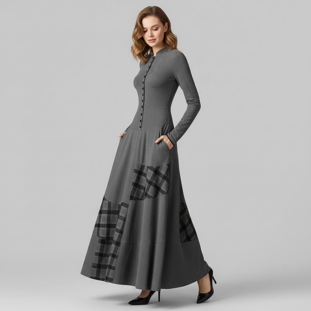 Fringilla Vintage Plaid Maxi Dress | Women's Formal Dresses