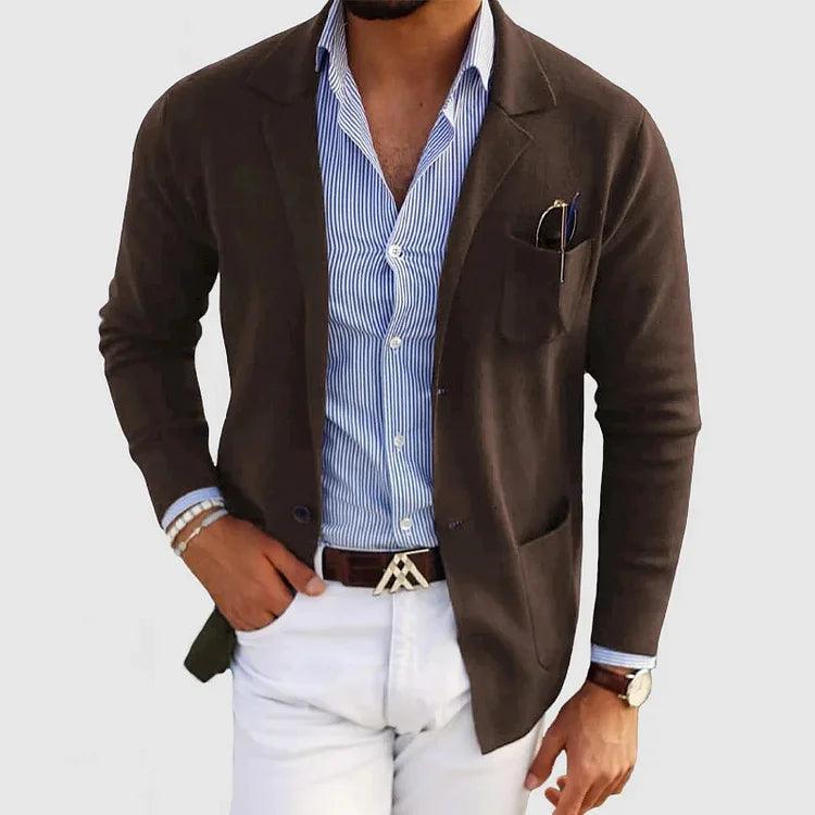 Men’s Cardigan with Pockets and Lapel Collar