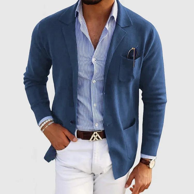 Men’s Cardigan with Pockets and Lapel Collar
