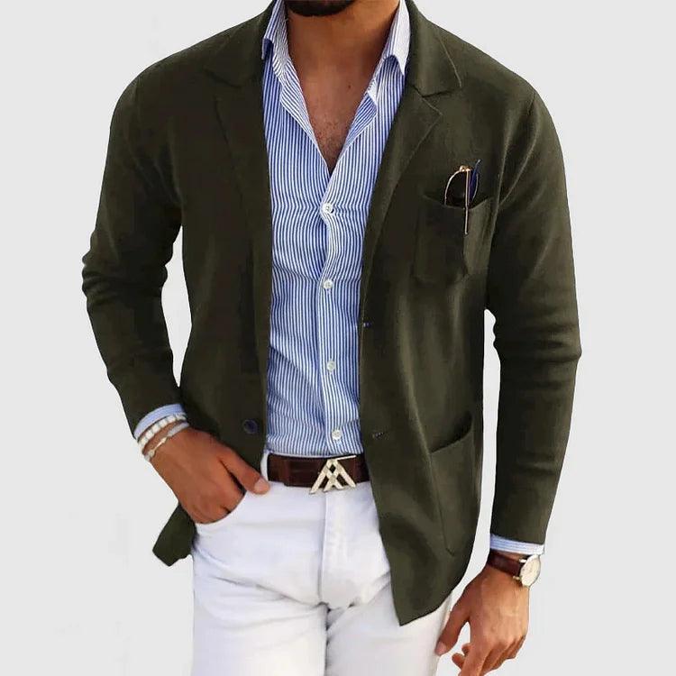 Men’s Cardigan with Pockets and Lapel Collar