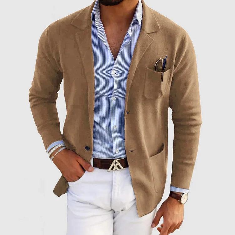 Men’s Cardigan with Pockets and Lapel Collar
