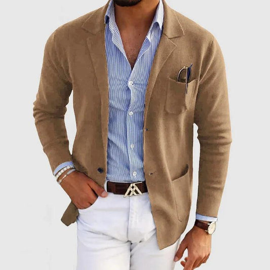 Men’s Cardigan with Pockets and Lapel Collar
