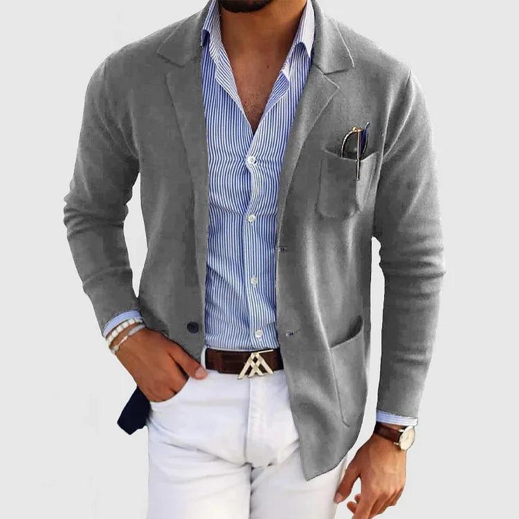 Men’s Cardigan with Pockets and Lapel Collar