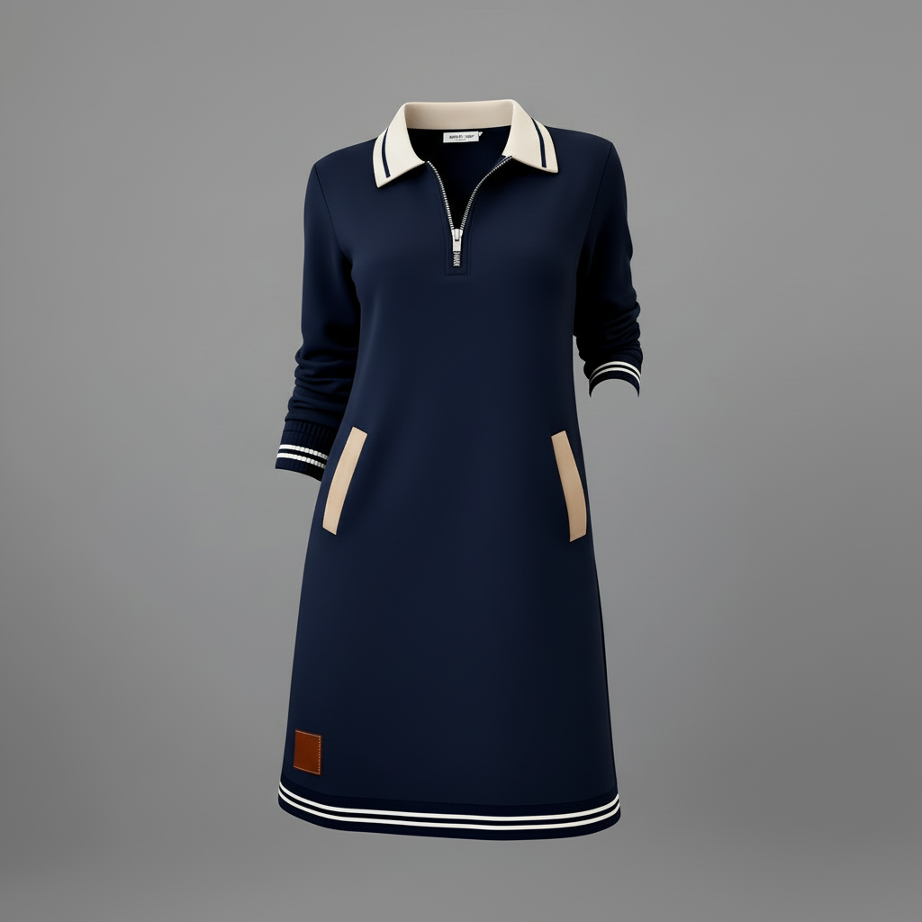 Casual Women's Dress with Zip Neckline | Everyday Style