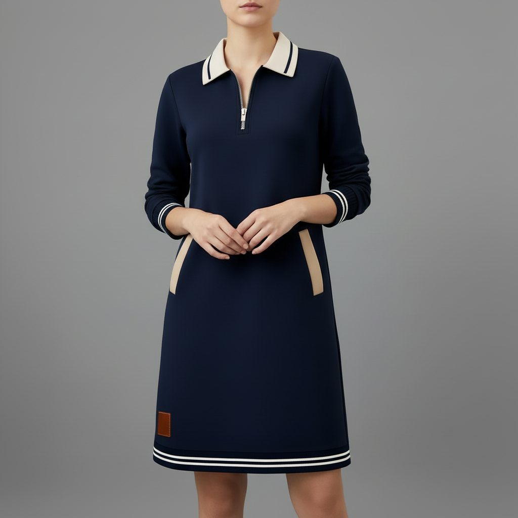 Casual Women's Dress with Zip Neckline | Everyday Style