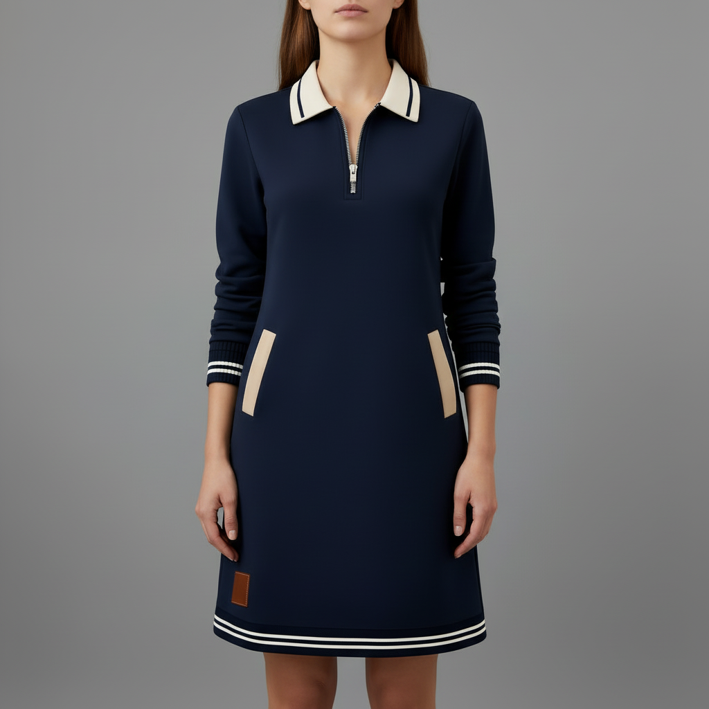 Casual Women's Dress with Zip Neckline | Everyday Style