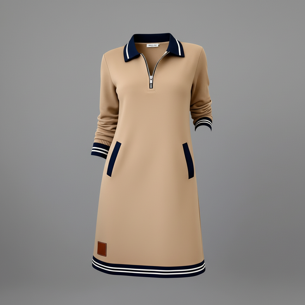 Casual Women's Dress with Zip Neckline | Everyday Style