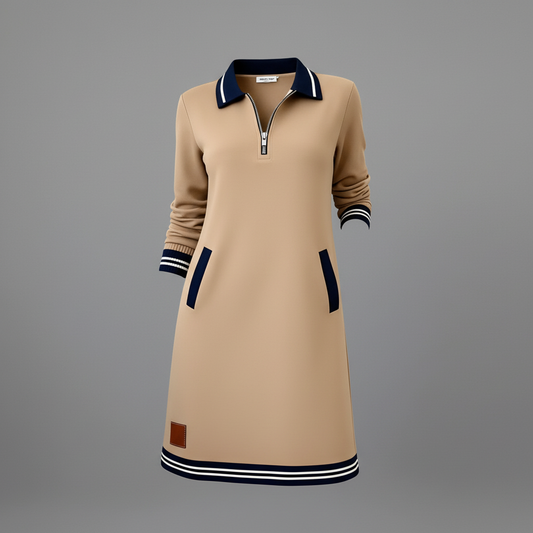 Casual Women's Dress with Zip Neckline | Everyday Style