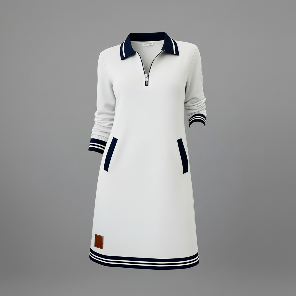 Casual Women's Dress with Zip Neckline | Everyday Style