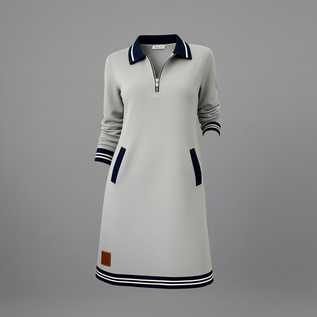 Casual Women's Dress with Zip Neckline | Everyday Style