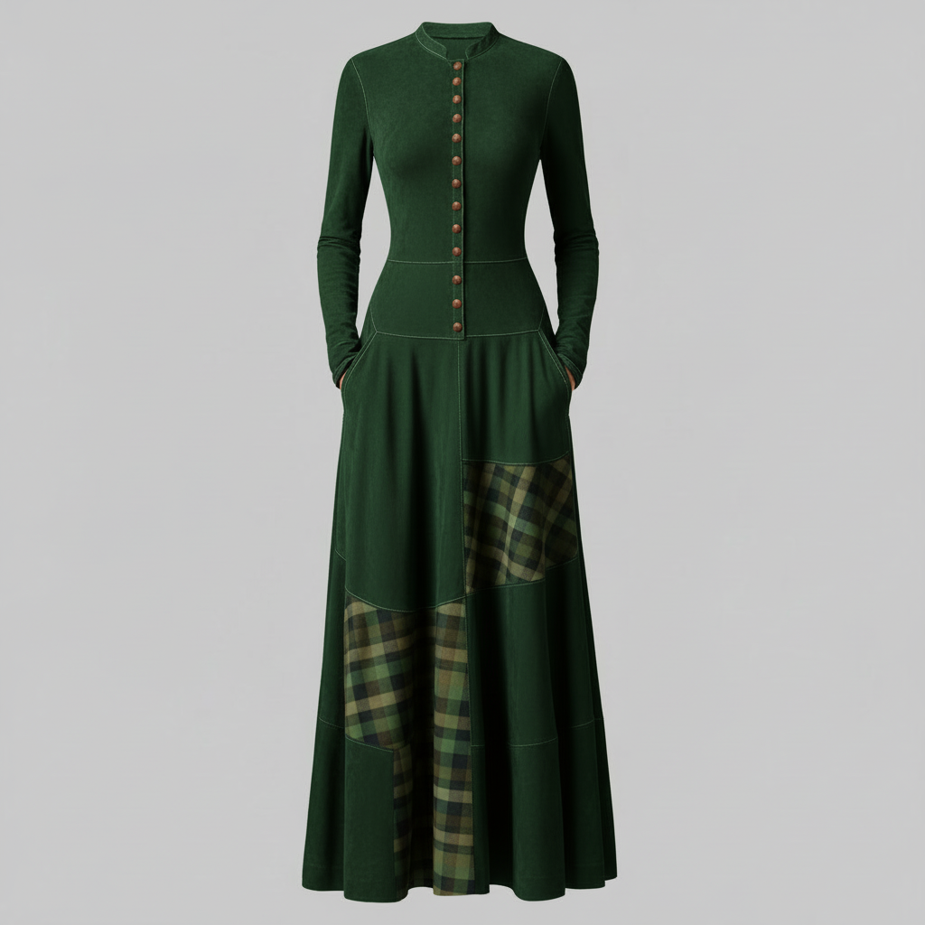 Fringilla Vintage Plaid Maxi Dress | Women's Formal Dresses