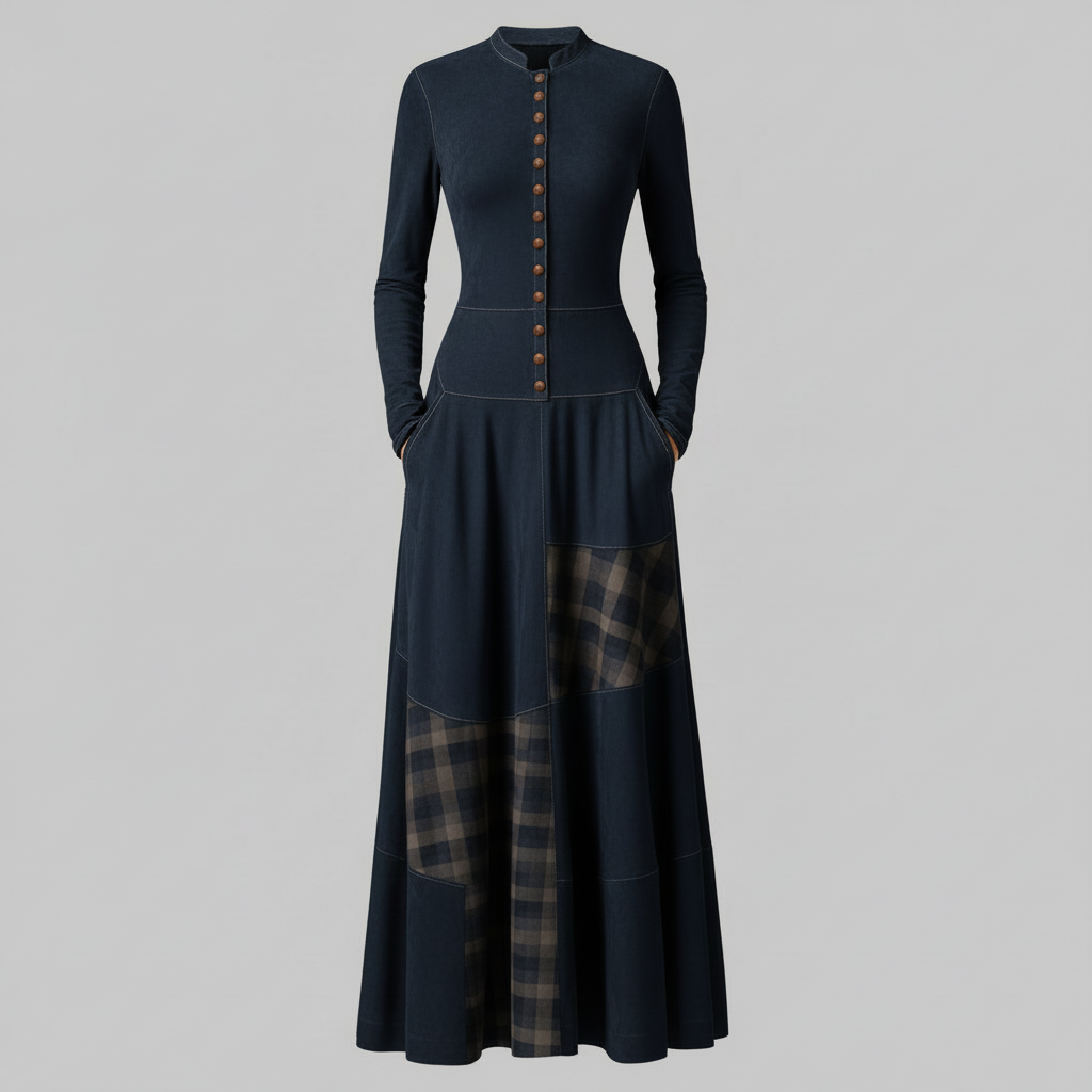 Fringilla Vintage Plaid Maxi Dress | Women's Formal Dresses