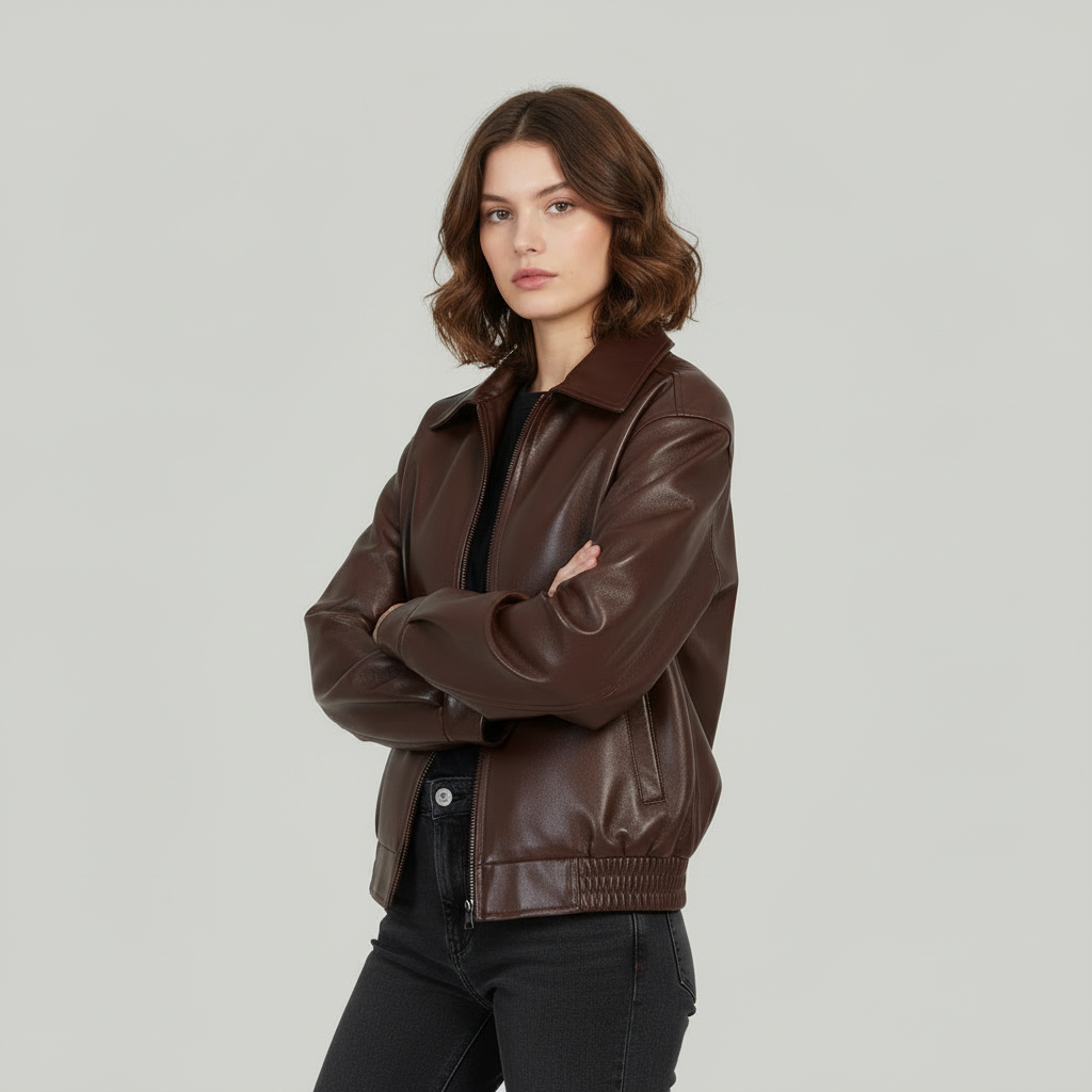 Women’s Oversized PU Bomber Jacket
