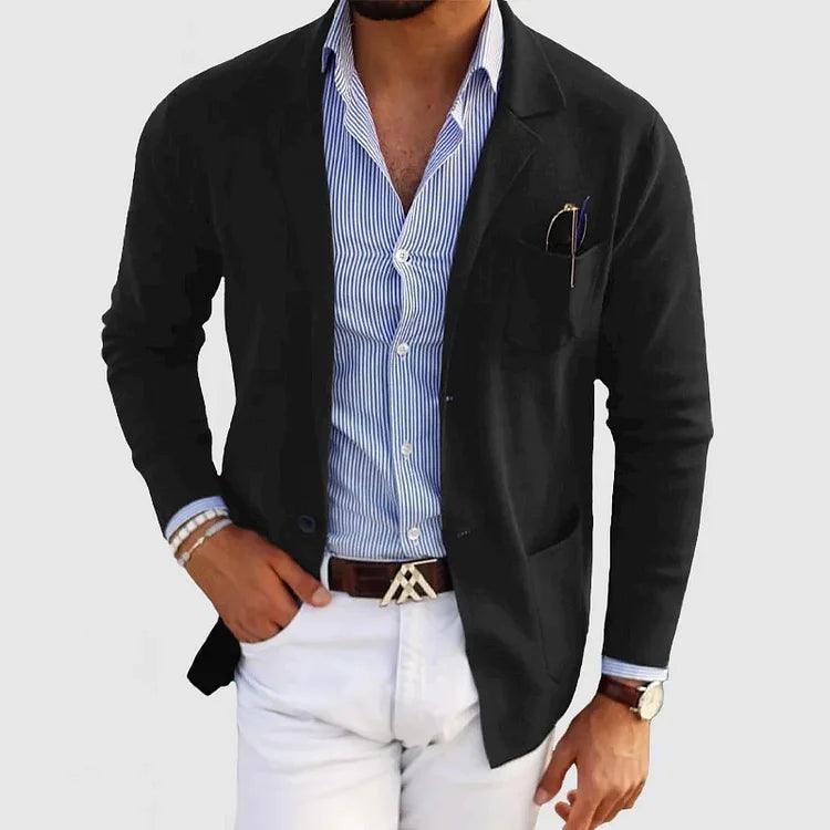 Men’s Cardigan with Pockets and Lapel Collar