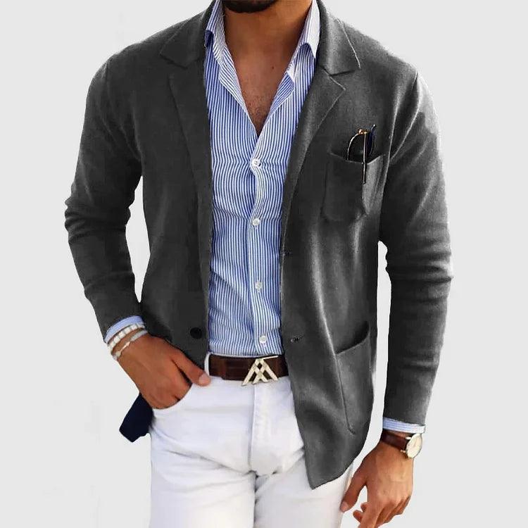 Men’s Cardigan with Pockets and Lapel Collar